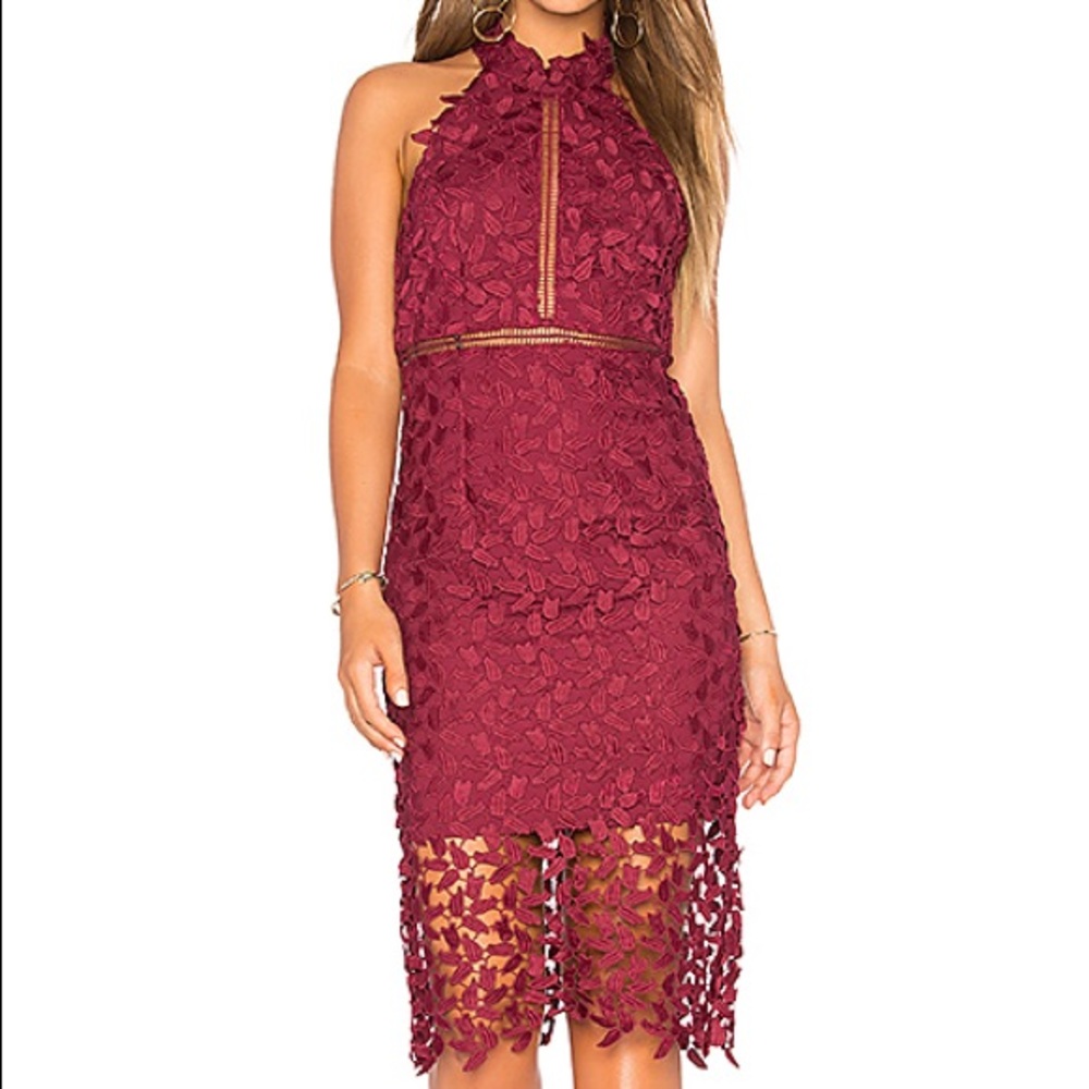 Bardot Burgundy Lace Gemma Dress